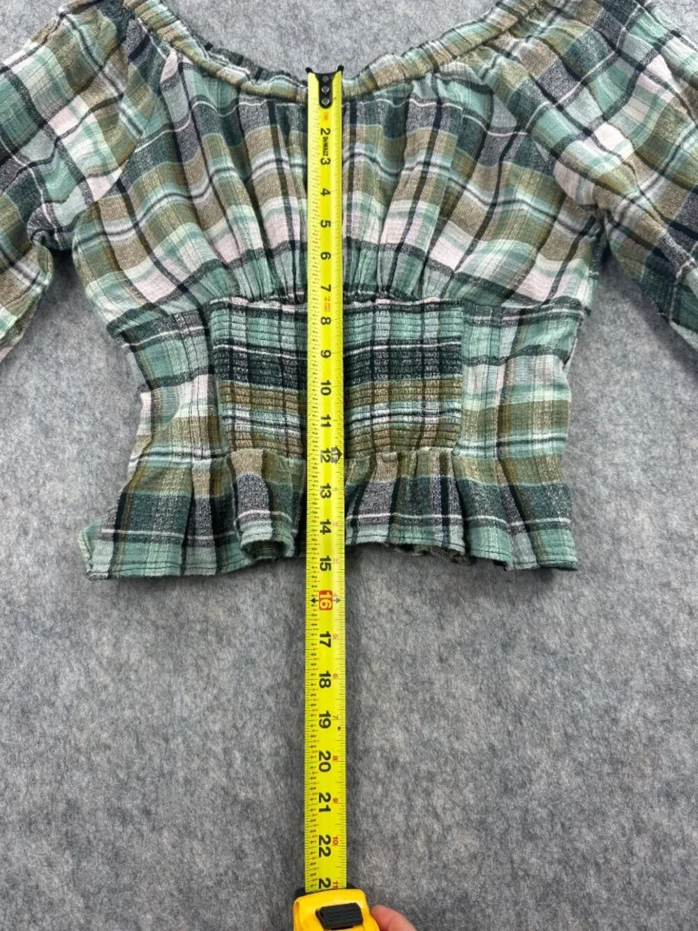 Free People Teagan Plaid Puff Sleeve Top Sz M Romantic
